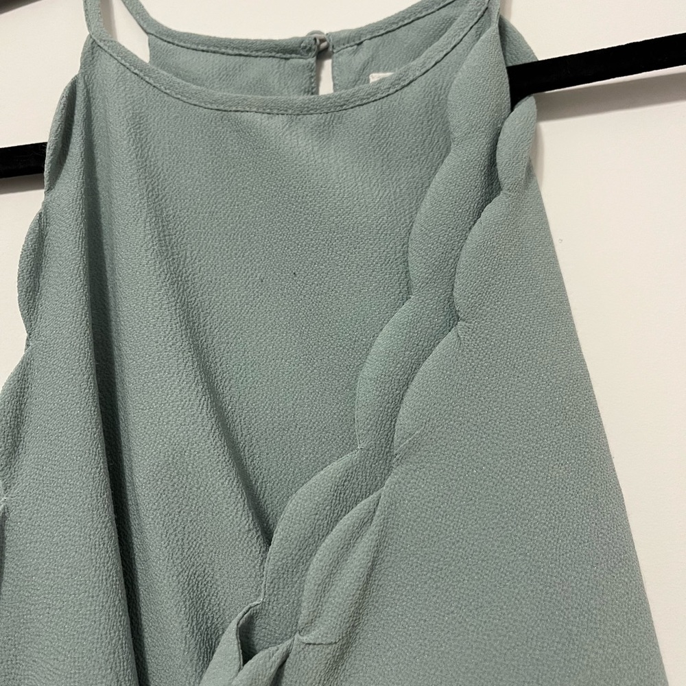 Green Scalloped edge tank top